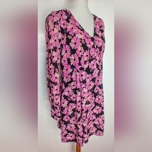 RETRO FLORAL SILK DRESS